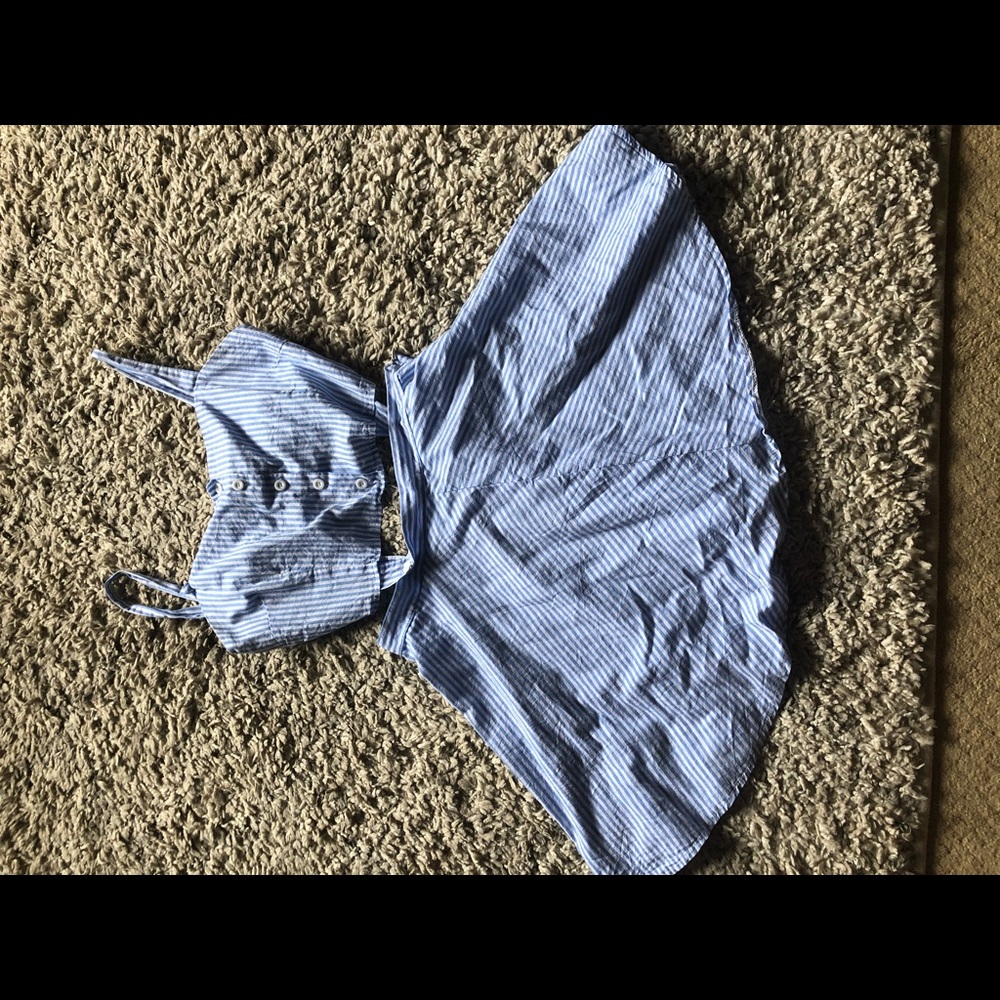 Two piece attachable striped blue casual dress!